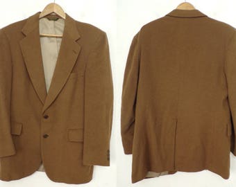 80s Light Brown Blazer Mens Size 42R, Classic Blazer, Brown Sport Coat, Mens Sport Coat, Wool Sport Coat, Soft Blazer, 80s Sport Coat