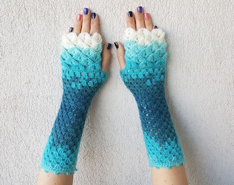 Fingerless gloves Crochet winter gloves Texting gloves Lace womens gloves Scaled Fingerless mittens Wrist warmers