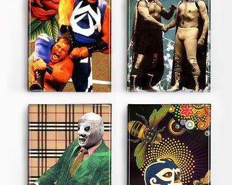 Set of 4 Magnets Mexican Wrestlers