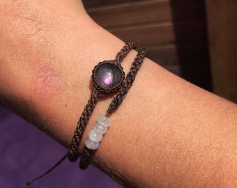 Double layered labradorite and moonstone beads bracelet!