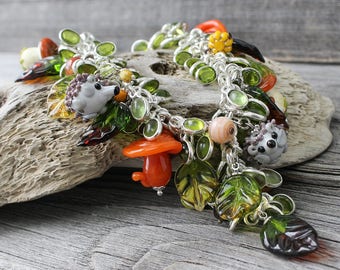 Lampwork pendant, lampwork necklace, glass flower pendant, lampwork flower necklace, glass necklace, flower pendant, flower necklace