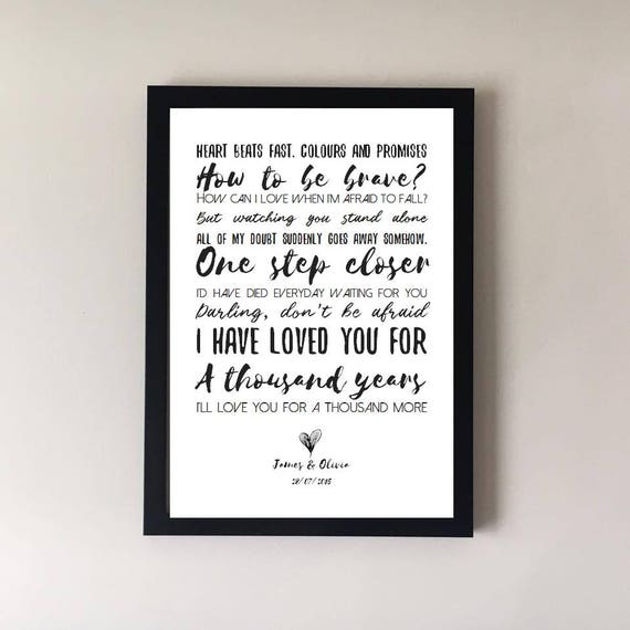 A thousand years song lyrics print wedding song first dance