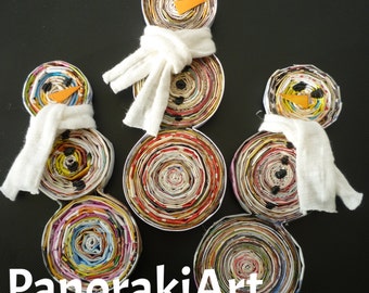 Snoman - eco-friendly, handmade from recycled paper, 3D