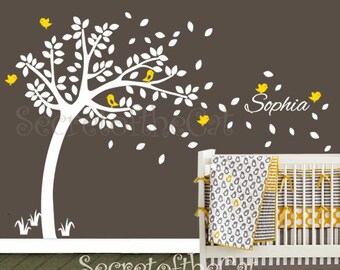 Nursery Wall Decal. Wall Decals Nursery. Nursery Decal. Tree and Custom Name Wall Decal. Windy Tree Decal . Monogram . Nursery