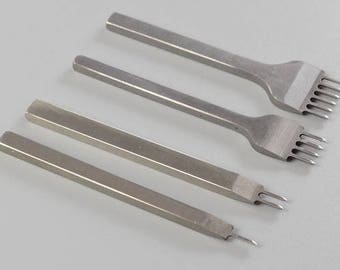 Diamond Stitching Chisels (3mm~6mm), Leather Stitching Prong Chisel Set, 1/2/4/6 Chisels-Leather Craft Pricking Iron Tool