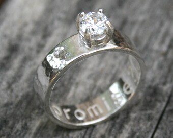 Personalized Sterling Silver Promise Ring with Cubic Zirconia