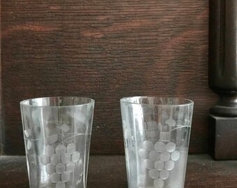 Vintage Etched Shot Glasses