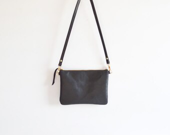 Leather crossbody bag / Minimalist bag / Small leather bag / Leather purse / Simple leather bag / Black leather