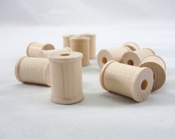 Little wooden spools 1 inch, wood spool, 1" spool, one inch spool, set of 12