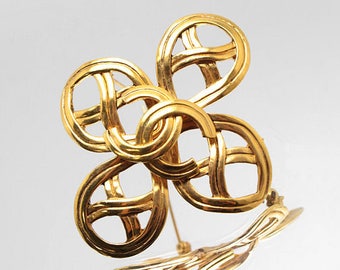 Authentic CHANEL Vintage Large Gold Plate CC Emblem Brooch Pin