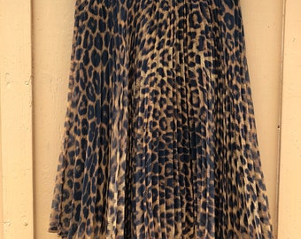 Authentic Vintage, Leopard Print, Multi-pleated Mini Skirt