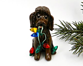 Boykin Spaniel Porcelain Christmas Ornament Figurine with Lights