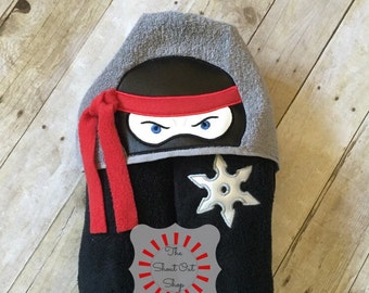 Ninja Warrior Hooded Towel, Ninja Hooded Towel, Ninja Hooded Bath Towel, Ninja Hooded Pool Towel, Ninja Beach Towel, Pool Towel, Bath Towel