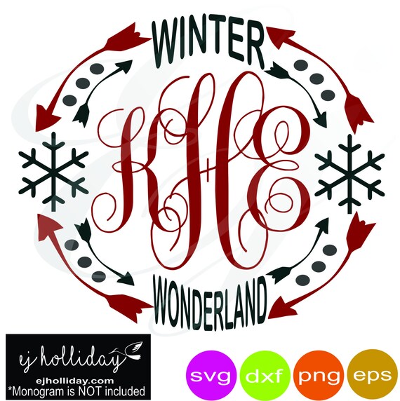 Download Items similar to Winter Wonderland Monogram Frame svg dxf eps png arrows Digital Cutting Design ...