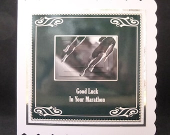 Good Luck Card, Marathon Card, Marathon Running Card, 26 Miles Card, 3d Decoupage Card, Handmade in the UK