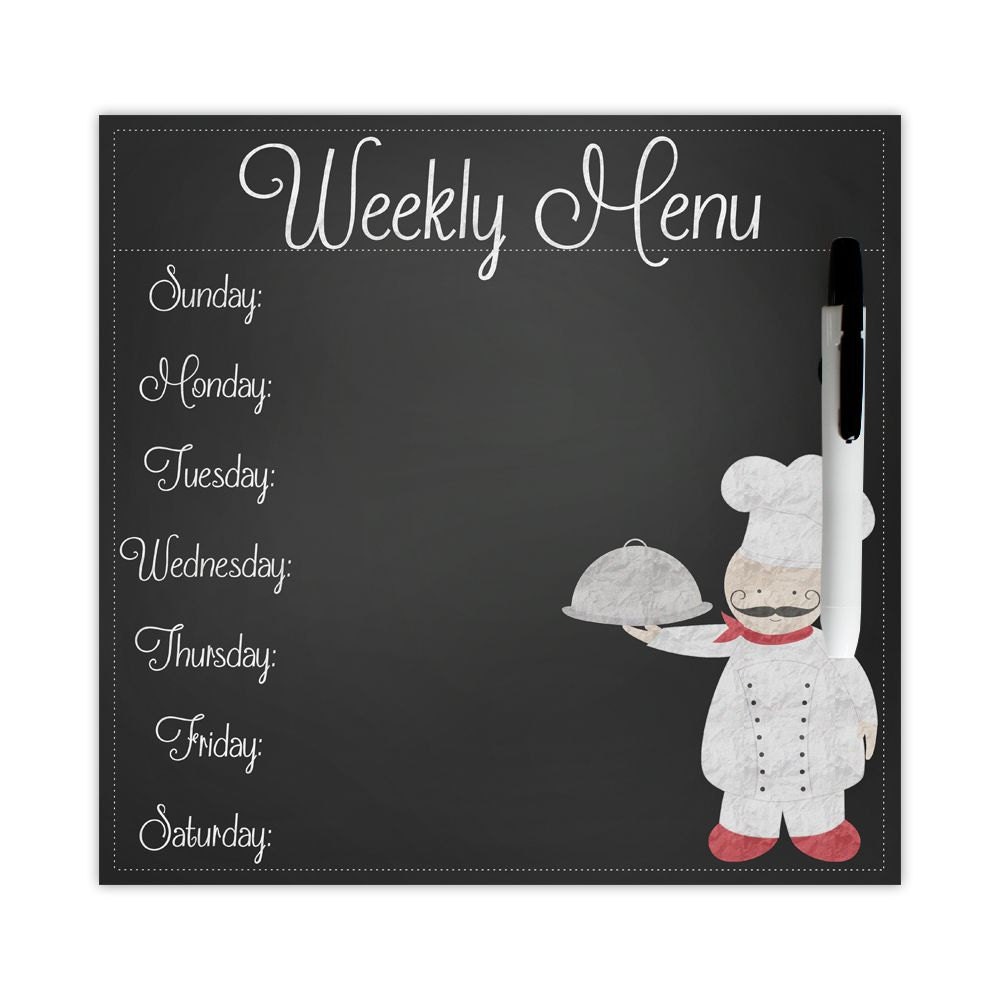 Chef dry erase menu board weekly menu board dinner menu