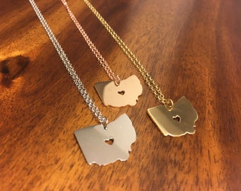 Ohio Necklace - Ohio Pendant - Ohio Charm - Ohio Outline - Ohio Jewelry - Ohio State Necklace - Ohio Jewelry - Ohio - Ohio Gift - Ohio Gifts