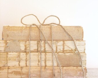Book Bundle, unbound book stack, Vintage Books, Uncovered Books, French Country, cottage, Rustic Farmhouse, Shabby, Trending, Decor, boho