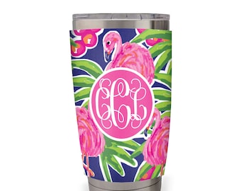 Fancy Flamingos Fits Insulated Drink Tumblers Personalized Huggers, Yeti Drink Holder Personalized Yeti Beverage Insulators Monogram