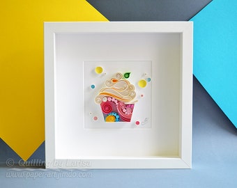 Quilling Paper Wall Art - Happy Cupcake To You