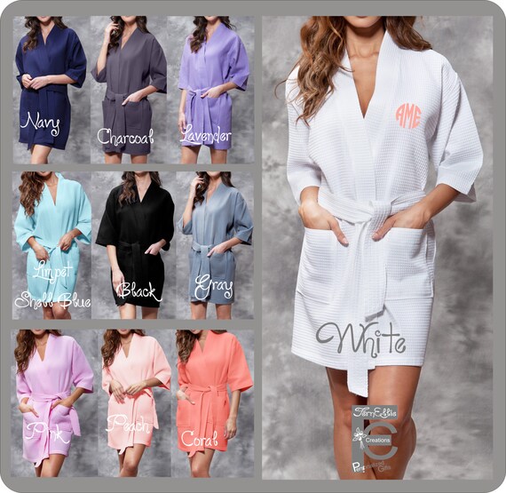 Waffle Kimono Robe, Spa Robe, Hotel Robe, Bride Bridesmaid Spa Day, Weeding day, Bridal Party Gift, Getting Ready Robes, Monogrammed Robe.
