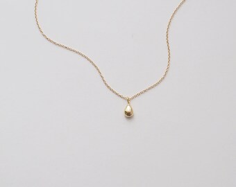 Tiny Gold Drop Necklace, Dainty Teardrop Necklace, Delicate Minimalist Layering Necklace in Sterling Silver, Gold, Rose Gold #D94
