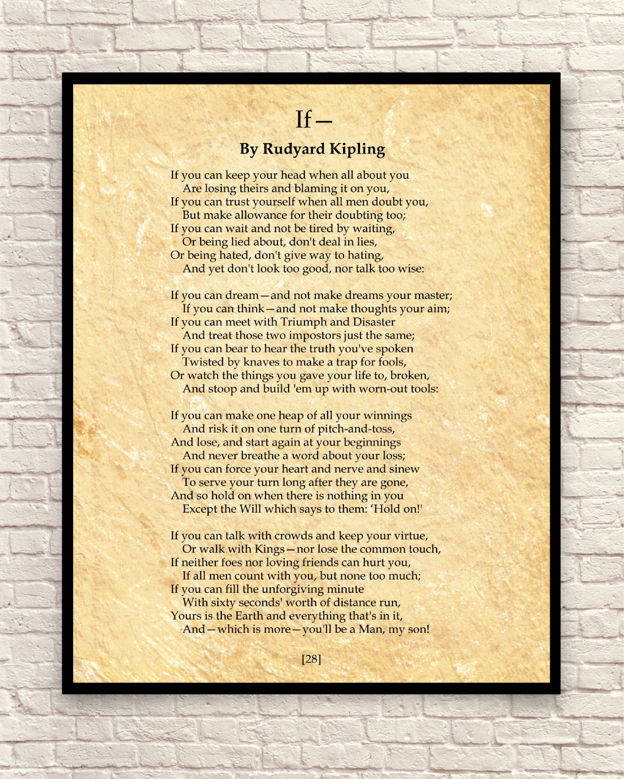 If Poem Rudyard Kipling Poem Custom Poem Poem Art Print