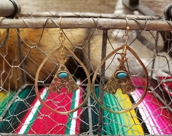 Dangle Teepee Earrings | Turquoise Western Earrings