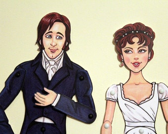 Mr. Darcy and Elizabeth Bennet Articulated Paper Dolls - Pride and Prejudice - Jane Austen