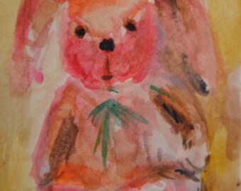 Original ACEO Watercolor Painting: My Bunny No. 7