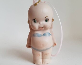 Vintage Porcelain Bisque Kewpie Ornament Doll