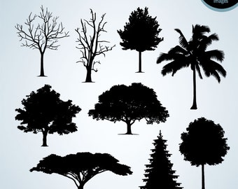 50% Off Sale - Tree silhouette clipart Tree clip art, Trees clipart, Silhouette clipart, Scrapbook clipart, Digital images Instant Download