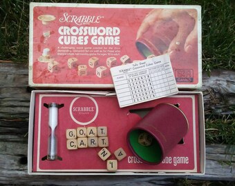 Scrabble crossword cubes game vintage word 1976 Selchow Righter family night wood letter dice piece craft supply