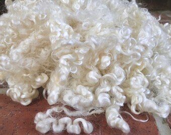 Lincoln, Fleece, Washed, Undyed, White, 2 Ounces, Natural, Fiber, Wool, Spin, Felt, Santa Curls
