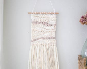 Neutral wall hanging \\ Weave \\ MTO \\ hand woven wall art \\ tapestry \\ white nursery decor \\ white home decor \\ white wall decor