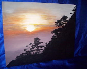 China Sunrise, Handpainted Original painting .
