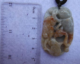 Burmese Jadeite Nicely Carved Scorpion Pendant Green/Red