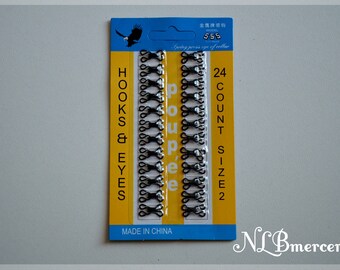 Clasp hooks attached to metal skirt black - size 3-24 sets