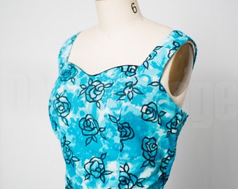 Vintage 1950s Dress / 50s Dress / Large 1950s Dress / Floral Print Dress / Vintage 1950s Dress / 1950s Sun Dress