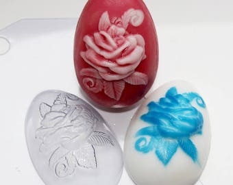 Rose soap mold, egg mold, 3d egg mould, flowers mold, flowers bath bomb, roses chocolate, set of molds, plastic mold, easter egg mold