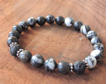Zebra Jasper Bracelet, Chakra Bracelet, Healing Meditation Bracelet, Yoga Bracelet, Wrist Mala