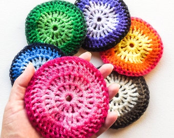 Super Size Nylon Dish Scrubbies - Set of 2 through 100 - Choose Your Own Colors - 5 Inch Crochet Pot Scrubber