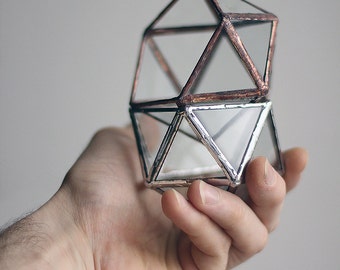 Little Geometric Glass Terrarium # Icosahedron # Modern Planter for Indoor Gardening