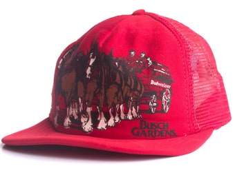 Vintage Busch Gardens Clydesdale Red Snap Back Hat