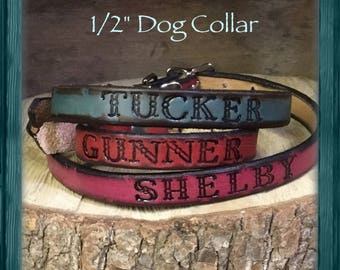 Personalized Genuine Leather Dog Collar-puppy or large breed- hand tooled and customized for your special pet