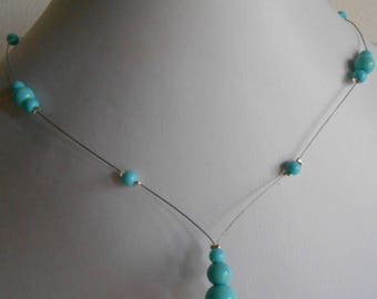 Wedding necklace cascade turquoise beads