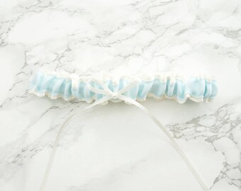 Something Blue Bridal Garter / Off White Wedding Garter / Bridal Ivory Satin Garter / Toss Garter / Keepsake Garter / Bridal Shower Gifts