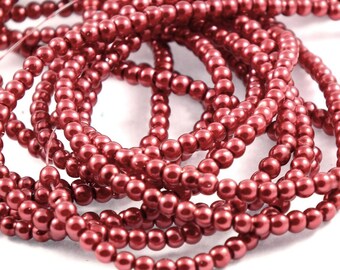 X 150 3 mm Burgundy pearls