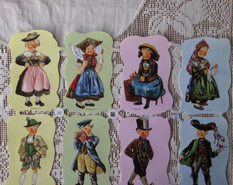Vintage EAS Germany Die Cut Paper Scraps Folk Costume Children EAS 3183B