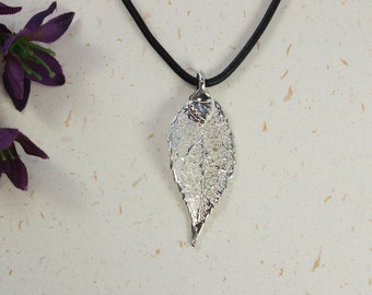 SALE Leaf Necklace, Silver Evergreen Leaf, Real Leaf Necklace, Silver Evergreen Leaf Pendant, SALE233